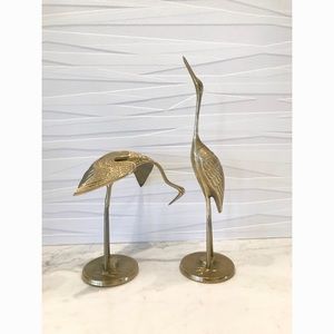 Set of two brass birds
